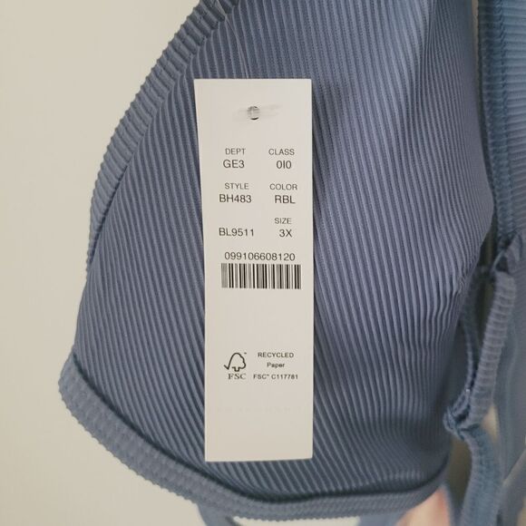 New J.Crew Ribbed Triangle Bikini Top in Blue Size 3X NWT - Picture 9 of 12